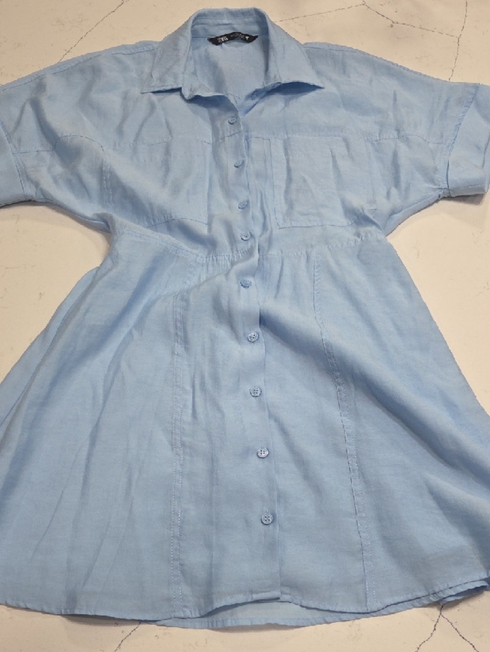 ZARA Light Blue Button-Up Dress Shirt SzL Gentle Used - Picture 2 of 9
